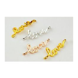   Köztes elem "love", fekete szín, méret:39x14x5mm, lyuk: 2.5mm