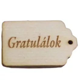   Natúr fa - Scrapbook kisérő táblák "Gratulálok" 3x4,5cm