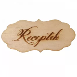   Natúr fa - "Receptek" gravírozott fodros tábla 7x3.5cm