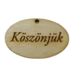   Natúr fa - "Köszönjük" gravírozott ovál tábla 2,5x4cm
