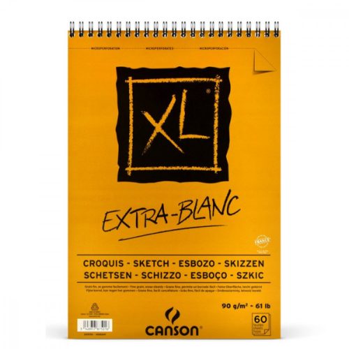 CANSON "XL" CROQUIS EXTRA BLANC, extra fehér, savmentes, skiccpapír-tömb, rövid oldalán spirálkötött,
mikroperforált 90g/m2 60 ív A5 C200001869