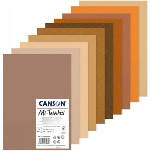 Canson Mi-Teintes pasztellpapír csomag 10 db, A4, 160g - barna árnyalatok
