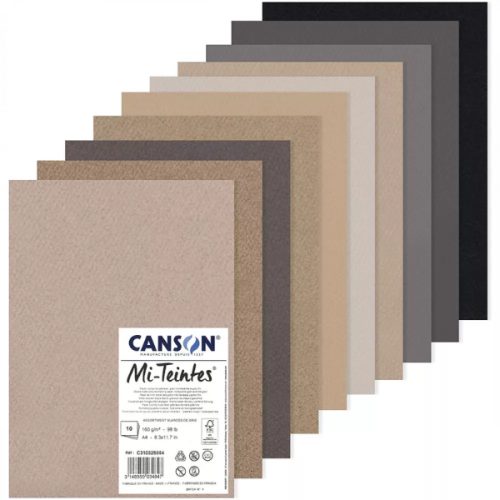 Canson Mi-Teintes pasztellpapír csomag 10 db, A4, 160g - szürke árnyalatok