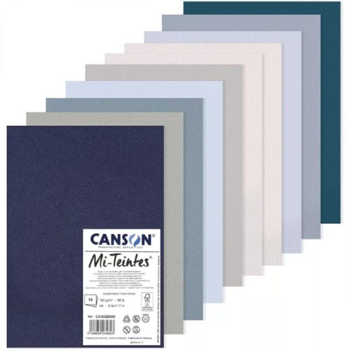 Canson Mi-Teintes pasztellpapír csomag 10 db, A4, 160g - hideg színek