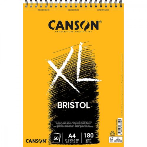 Canson XL Bristol rajztömb 180g - A4 spirálkötéses 50 ív
