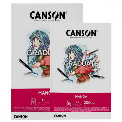 CANSON Graduate Manga tömb, ragasztott, 200g/m2, 30 lap, A3
