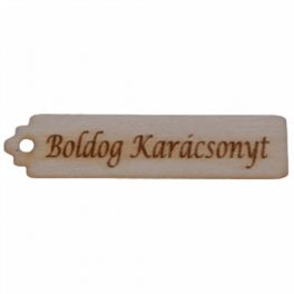   Natúr fa - "Boldog Karácsonyt" hosszú scrapbook tábla 1,6x6,5cm