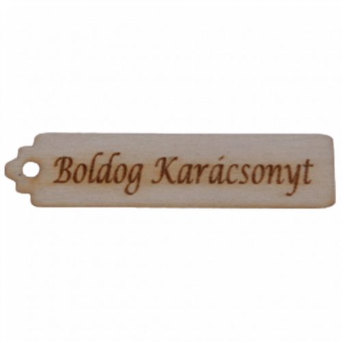 Natúr fa - "Boldog Karácsonyt" hosszú scrapbook tábla 1,6x6,5cm