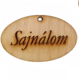   Natúr fa - "Sajnálom" gravírozott ovál tábla  2,5x4cm