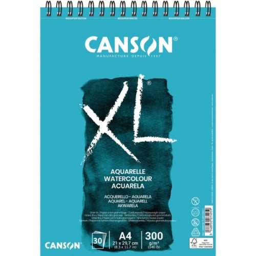 CANSON XL AQUARELLE akvarell tömb 300g/m2, 30 ív - A4 