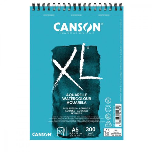 CANSON XL AQUARELLE akvarell tömb 300g/m2, 20 ív - A5