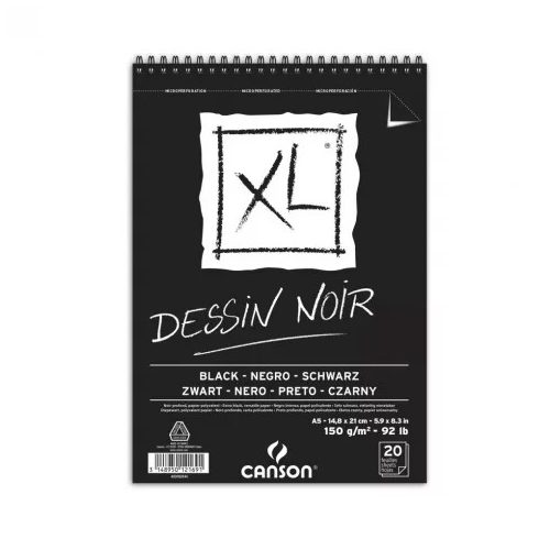 Canson "XL" Dessin Noir A5 fotókarton-tömb, 20lap