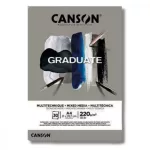 CANSON Graduate Gray MIX MEDIA tömb (szürke), ragasztott 220g/m² 30 ív A4 