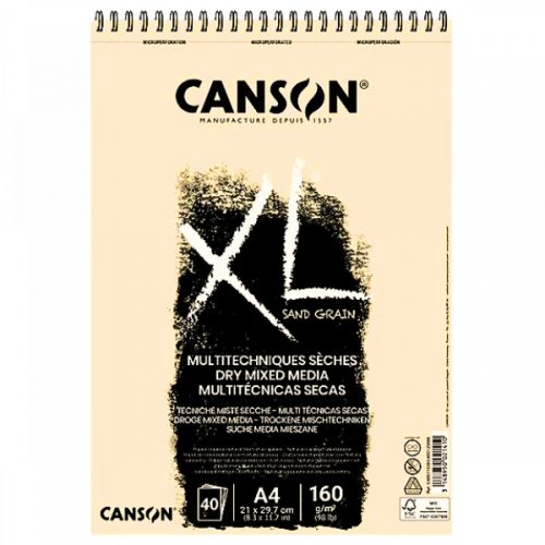 Canson "XL" Sand Grained A4 pasztellpapír-tömb, 40 lap, natúrszín