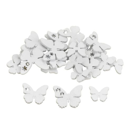 Fa virágmintás pillangó fehér 30db/csomag 