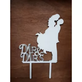   Fa tortadísz - csókos pár "MR & MRS" fehér 18,5cm