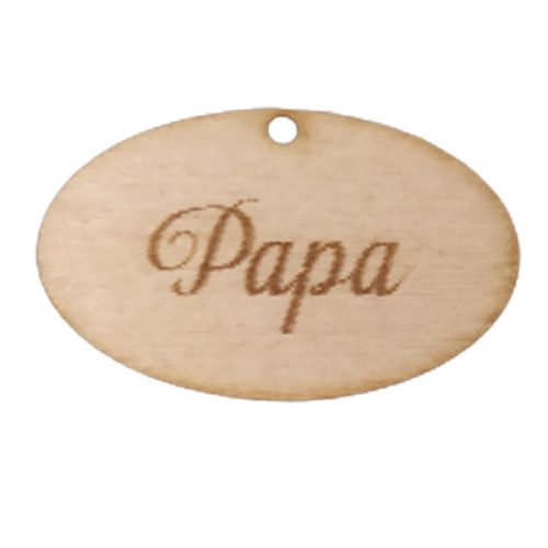 Natúr fa -"Papa" ovál tábla 2,5x4cm