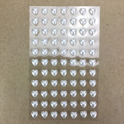 Öntapadós gyöngyök, 77db/csg - fehér szív