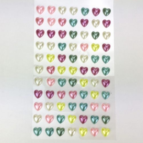 Öntapadós gyöngyök, 77db/csg - színes szívek