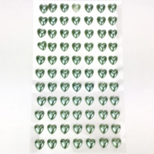 Öntapadós gyöngyök, 77db/csg - zöld szív