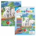 Számozott színező készlet, 20x25cm - Westie kölykök