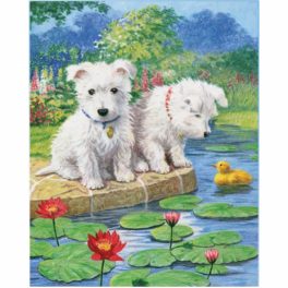 Számozott színező készlet, 20x25cm - Westie kölykök