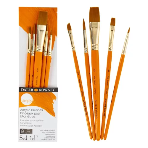 Daler Rowney Simply ecsetkészlet 5db-os szintetikus, rövid nyéllel