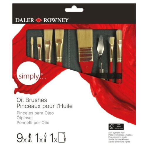 Daler Rowney Simply olajfestő ecsetkészlet 10 db tokban – sőrte ecset szett