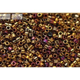   Delica gyöngy 11/0, DB0029, metál bíbor/arany szivárvány, 4g