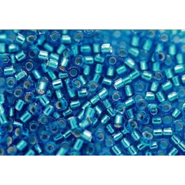   Delica gyöngy 11/0, DB0149, ezüst közepű aquamarin kék, 4g