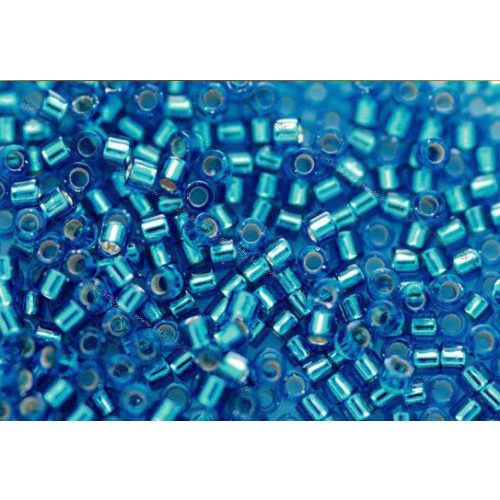 Delica gyöngy 11/0, DB0149, ezüst közepű aquamarin kék, 4g
