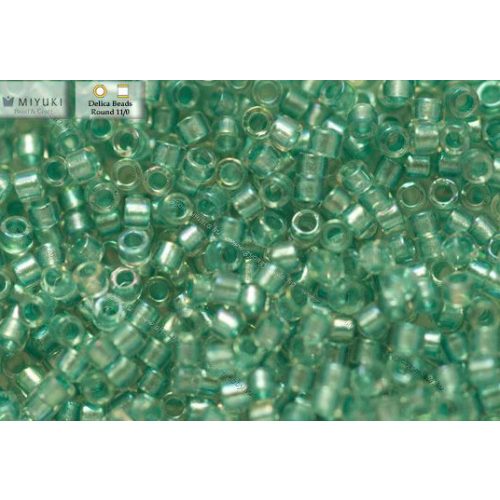Delica gyöngy 11/0, DB1767, tenger zöld közepű kristály AB, 4g