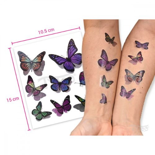 Lila és Zöld Pillangó TyToo Matrica Tetoválások