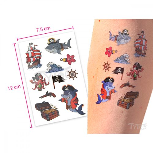 Kalóz Cápák és Kincsesláda TyToo Matrica Tetoválások