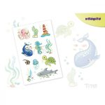 Világító Tengeri Állatok TyToo Matrica Tetoválások