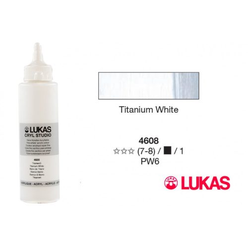 Lukas Cryl Studio titánfehér (Titanium White) akrilfesték, 250 ml