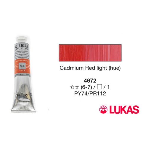 Lukas Cryl Studio világos kadmium piros (hue) akrilfesték, 75ml