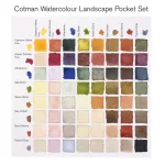 Winsor&Newton Cotman Pocket Set akvarellfesték készlet, 8x1/2 szilke + ecset - Landscape