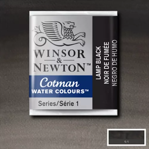 Winsor&Newton Cotman 1/2 szilkés akvarellfesték - 337, lamp black