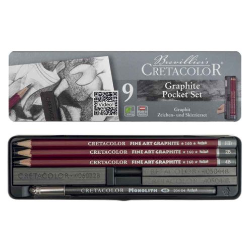 Cretacolor Graphite Pocket Set, grafit készlet 9db fémdobozos