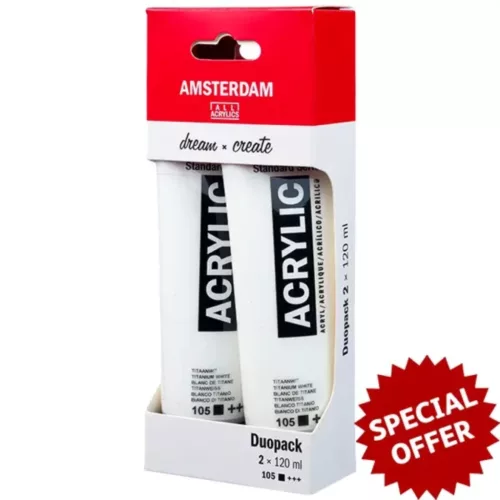 Talens Amsterdam akrilfesték 2x120ml - titánfehér 105 (titanium white) DUOPACK - LIMITED EDITION