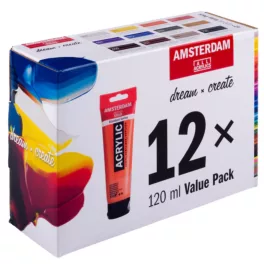   Talens Amsterdam akrilfesték készlet 12x120ml készlet, Value Pack