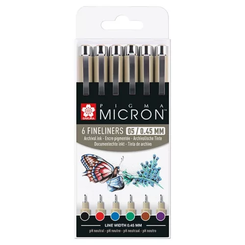 SAKURA Pigma Micron 05 fineliner készlet 6 db színes rajztoll