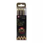 Sakura Pigma Micron műszaki tűfilc készlet, 3db Black&Gold Edition 