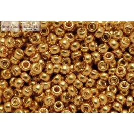   Japán kásagyöngy Miyuki 11/0, galvanizált sárga arany, 10g