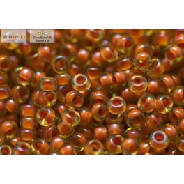   Japán kásagyöngy Miyuki 11/0, sötét pink közepű konyakzöld, 10g