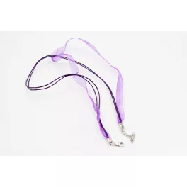   Organza nyaklánc alap lánchosszabítóval, 43 cm - ametiszt