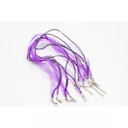   Organza nyaklánc alap lánchosszabítóval, 43 cm - ametiszt