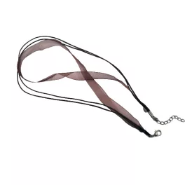 Organza nyaklánc alap lánchosszabítóval, 43 cm - barna