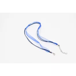   Organza nyaklánc alap lánchosszabítóval, 43 cm - királykék